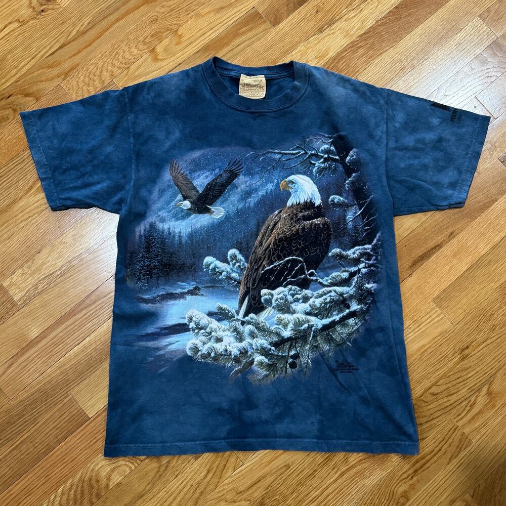 Vintage Eagle Graphic T-Shirt The Mountain Mens M Wild Wings Blue Dye 1999